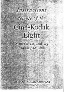 Kodak Cine Kodak 8 manual. Camera Instructions.